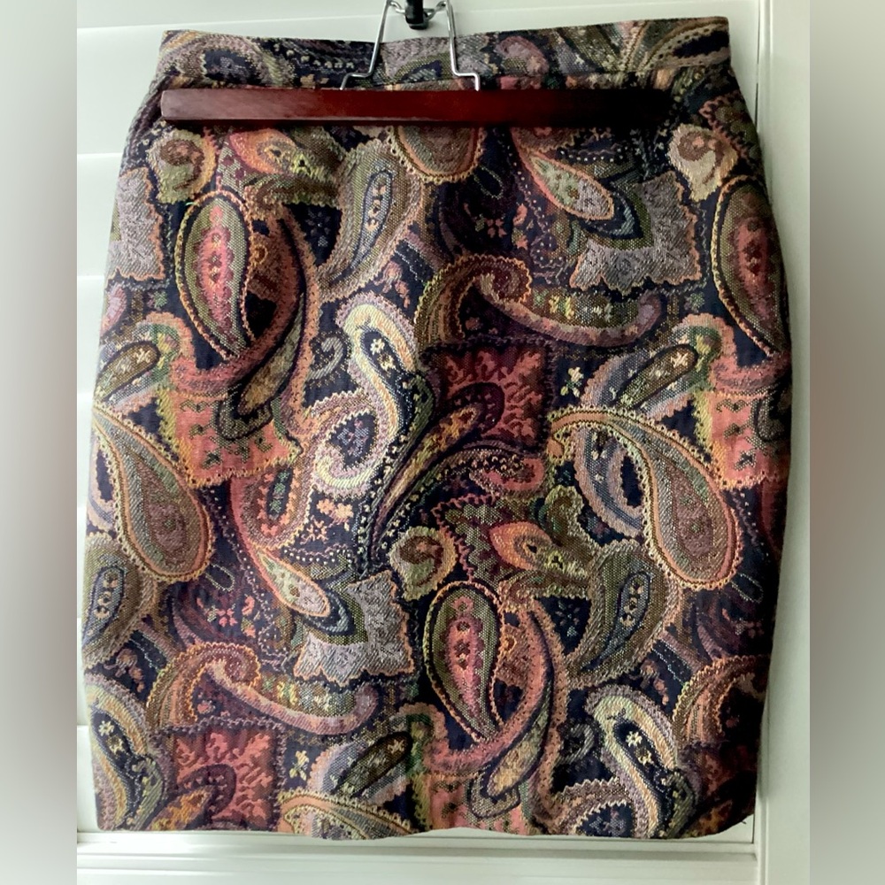 Designer Franco Mirabelli Vntg Skirt M made in 🇨🇦 Textured Tapestry-like Unique